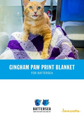 Gingham Paw Print Pet Blanket for Battersea