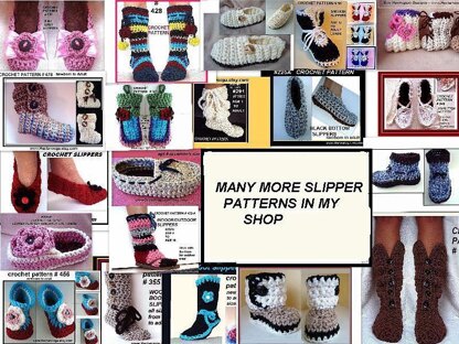 741 CROCHET BOOT SLIPPERS, Adult s, m, l