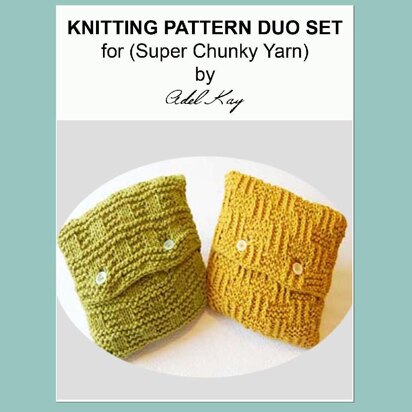 Rae Duo Vintage Country Cottage Style Textured Cushion Set Chunky Yarn Knitting Pattern by Adel Kay