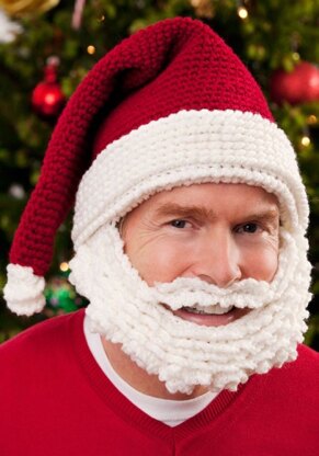 Santa Hat and Beard in Red Heart Super Saver Economy Solids - LW2655