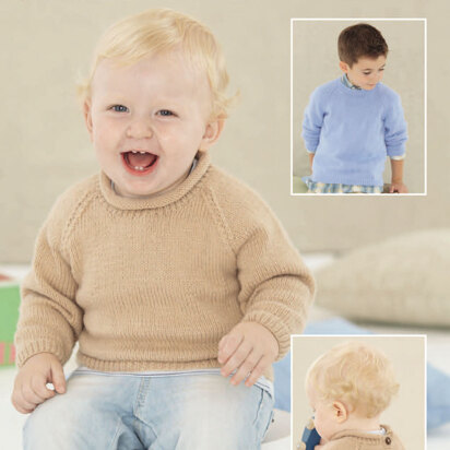 Roll Neck and Round Neck Sweaters in Sirdar Snuggly 4 Ply - 4742 - Downloadable PDF