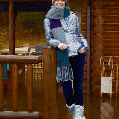 Hat and Scarf with Block Stripes in Schachenmayr Boston - S7538 - Downloadable PDF