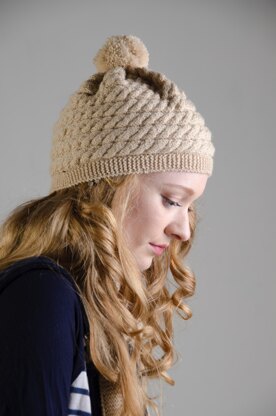 Cable Pom Pom Hat and Scarf set