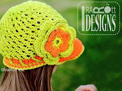 Summer Beanie with Brim & Flower plus Brimless Option - Crochet PDF Pattern