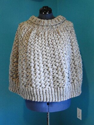 Grey Marble Cable Poncho