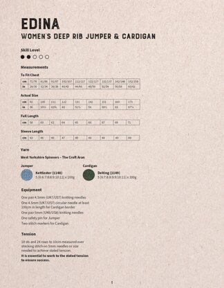 Edina Women's Deep Rib Jumper & Cardigan By Sarah Hatton in West Yorkshire Spinners - WYS1000269 - Downloadable PDF