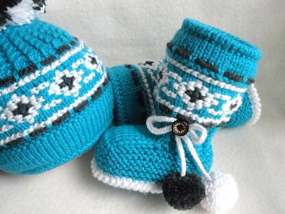 Knitting Baby Booties Baby Beanie Lovely Baby Set