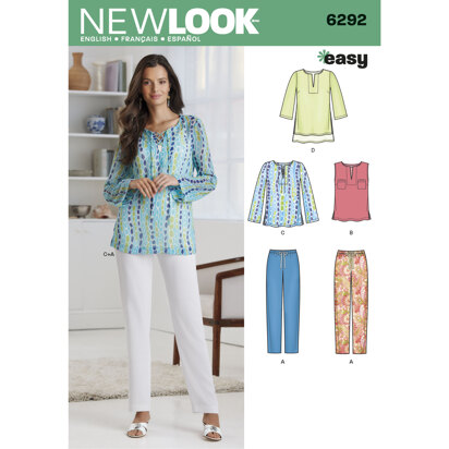 New Look Misses' Tunic or Top and Pull-on Pants 6292 - Paper Pattern, Size A (10-12-14-16-18-20-22)