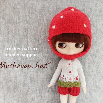 Fly agaric Mushroom hat for Blythe doll