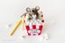 Steno the amigurumi mouse and the popcorn box