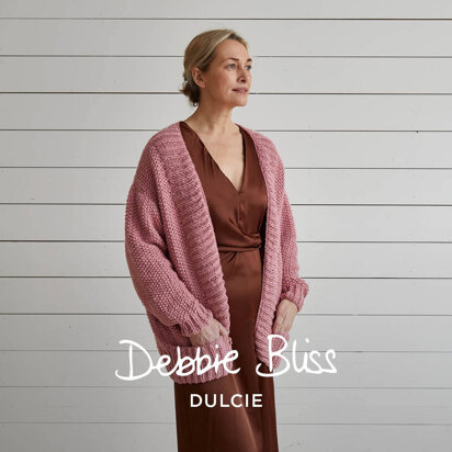 Moss Stitch Jacket with Deep Rib Bands - Knitting Pattern For Women in Debbie Bliss Dulcie by Debbie Bliss