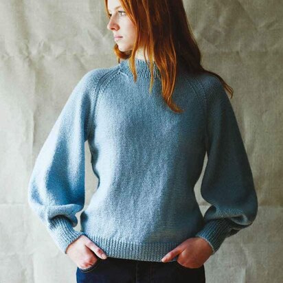 Ottoline Raglan Sweater in Erika Knight British Blue Wool - Downloadable PDF