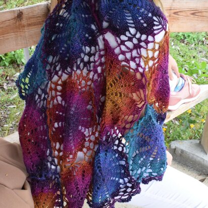 Flower scarf and shawl in one.