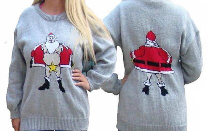 Naughty Flashing Santa Front & Back Jumper