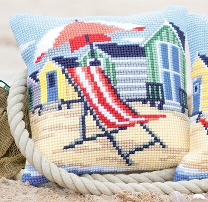 Vervaco Beach Chair Cushion Front Cross Stitch Kit - 40cm x 40cm