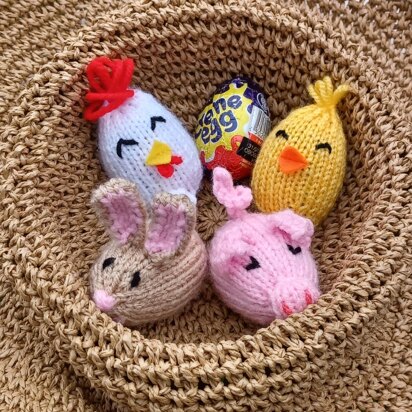 PDF KNITTING PATTERN Farm Yard Creme Egg Covers EASY Set Of 4 Pig Chick Bunny EASTER Oreo Egg