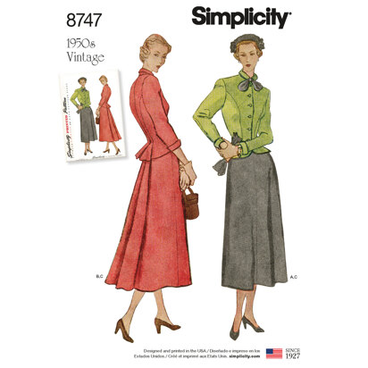 Simplicity 8747 Women's Vintage Suit - Sewing Pattern