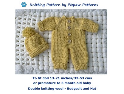 Bodysuit and Hat for Doll or Baby (no 157)