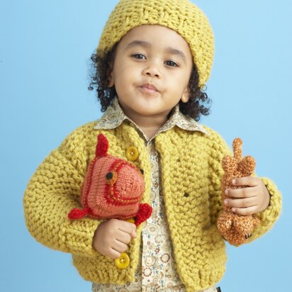 Sandbox Cardi and Hat in Lion Brand Wool-Ease Thick & Quick - 81083AD