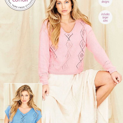 V Neck Sweater & V Neck Top in Stylecraft Naturals Organic Cotton DK - 9835 - Downloadable PDF