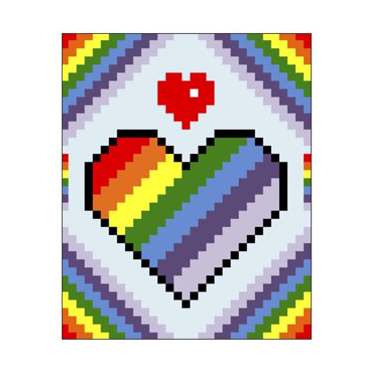 Rainbow Heart Graphghan Chart & written colour changes