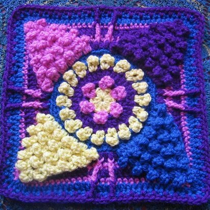 Winter Sun 9"/12" Crochet Block Afghan Square