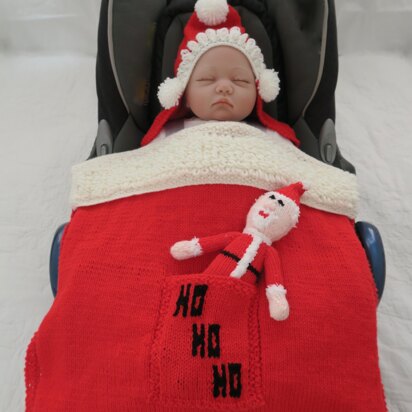 Santa Hooded Baby Car Seat Blanket & Toy