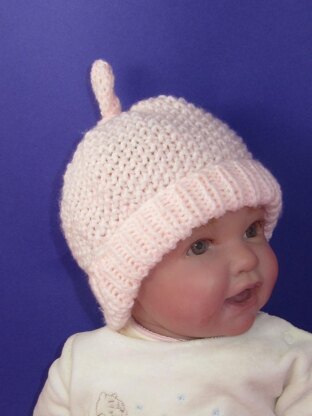 Baby Moss Stitch Topknot Beanie Hat