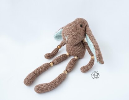 Bunny toy ( beads jointed ) knitted flat