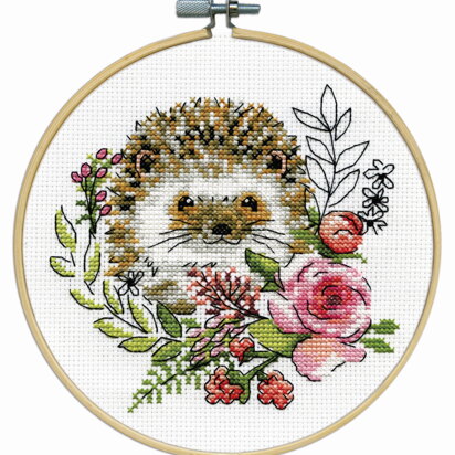 Design Works Hedgehog with Hoop Cross Stitch Kit - 20cm x 20cm