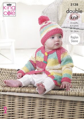 Jacket, Cardigan, Sweater & Hat in King Cole Splash DK & Big Value Baby DK - 5138 - Downloadable PDF