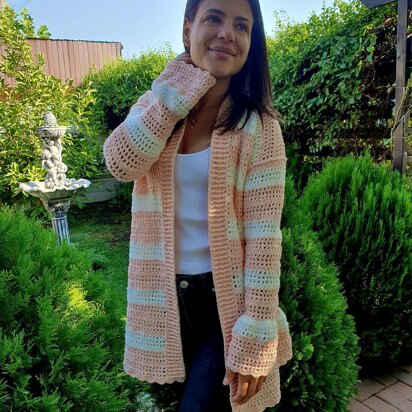 Crochet cardigan with bell sleeves