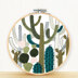 Embroidery and Sage Cactus Garden Embroidery Kit - 8 1/4in W x 8 1/4in L x 3/8in D