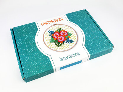 Oh Sew Bootiful Tropical Flowers Embroidery Kit - 6in