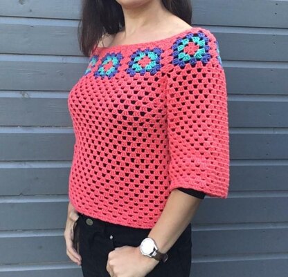 Granny Square Bardot Jumper