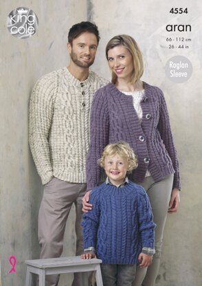 Sweaters & Cardigan in King Cole Aran - 4554 - Downloadable PDF