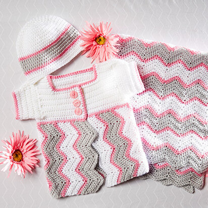 Chevron Cap & Cardigan in Premier Yarns Anti-Pilling Everyday Baby - Downloadable PDF