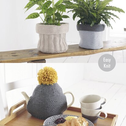 Plant Pot Sacks, Tablet Cover, Tea Cosy & Bag Knitted in King Cole Ultra-Soft Chunky - 5694 - Downloadable PDF