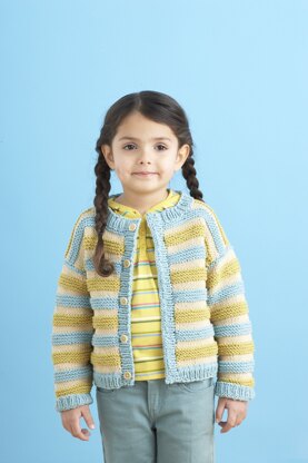 Playful Stripes Cardigan in Lion Brand Cotton-Ease - 81026AD