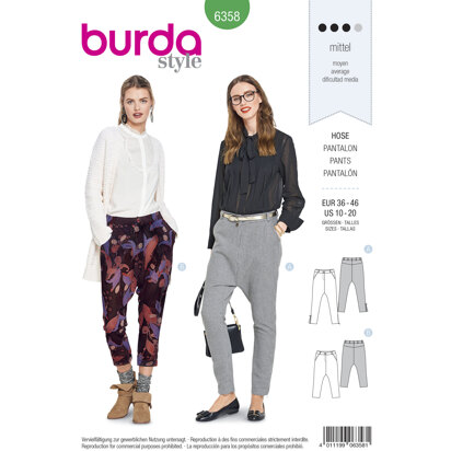 Burda Style Women's Trousers B6358 - Paper Pattern, Size 10-20