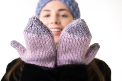 Two Color Mittens in Lion Brand Basic Stitch Anti Microbial Thick&Quick - M23002BSAMTQ - Downloadable PDF