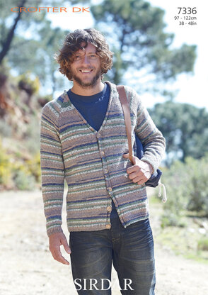 Men's Cardigan in Sirdar Crofter DK - 7336 - Downloadable PDF