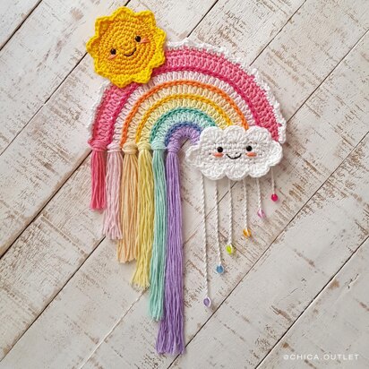 Rainbow crochet wall hanging