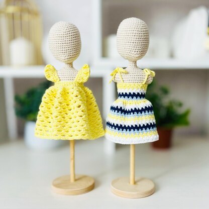 Doll clothes, doll dress, amigurumi doll dress, amigurumi doll clothes, toy outfit, Sundresses