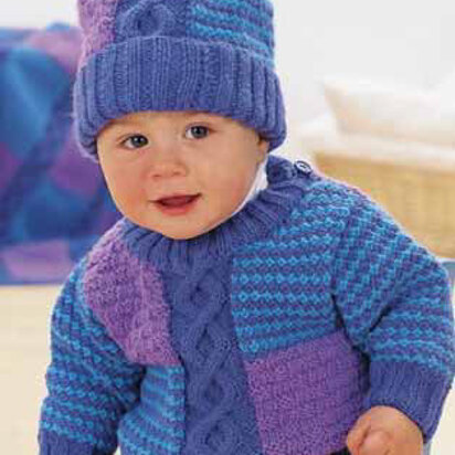 Cables And Checks Pullover and Hat Set in Patons Astra