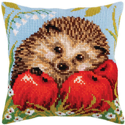 Collection D'Art Hedgehog with Apples Cross Stitch Cushion Kit - 40cm x 40cm