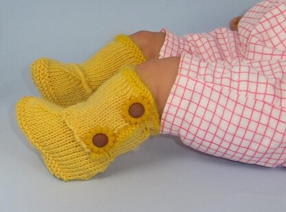 Baby Sunflower Button Booties