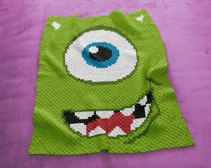 C2C CROCHET PATTERN Mike Wazowski Face Blanket Monsters Inc. Throw