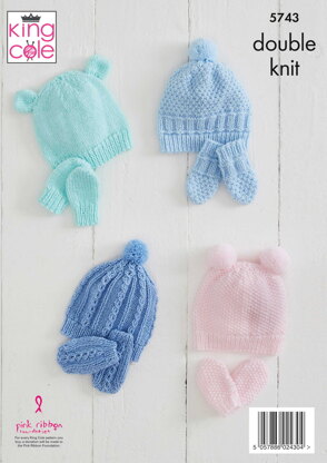 Hats and Mitts Knitted in King Cole Comfort DK - 5743 - Downloadable PDF