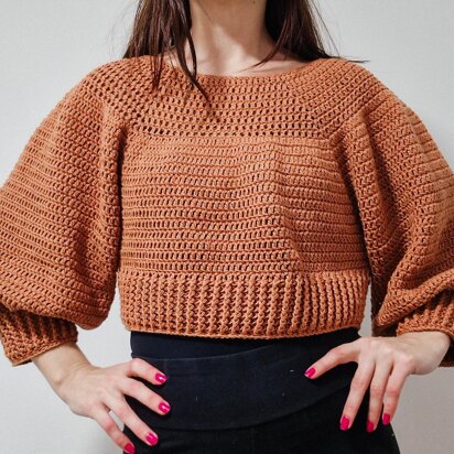 Double Crochet Crop Raglan Sweater